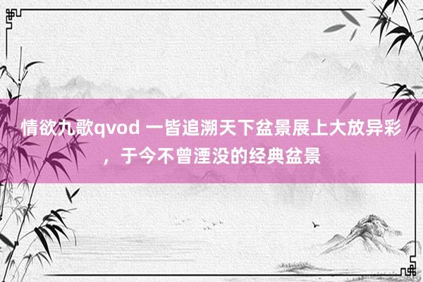 情欲九歌qvod 一皆追溯天下盆景展上大放异彩，于今不曾湮没的经典盆景