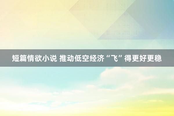 短篇情欲小说 推动低空经济“飞”得更好更稳