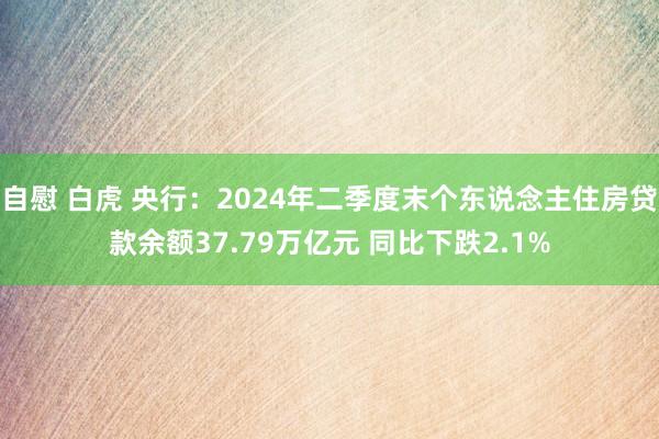 自慰 白虎 央行：2024年二季度末个东说念主住房贷款余额37.79万亿元 同比下跌2.1%