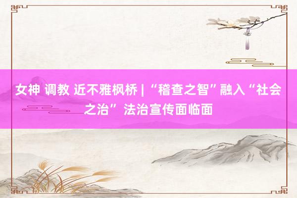 女神 调教 近不雅枫桥 | “稽查之智”融入“社会之治” 法治宣传面临面
