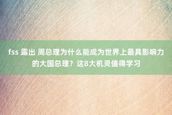 fss 露出 周总理为什么能成为世界上最具影响力的大国总理？这8大机灵值得学习