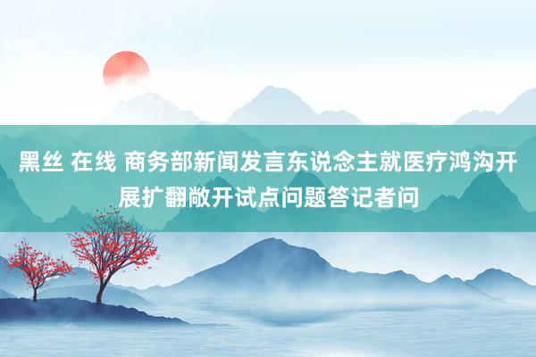 黑丝 在线 商务部新闻发言东说念主就医疗鸿沟开展扩翻敞开试点问题答记者问