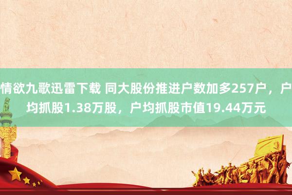 情欲九歌迅雷下载 同大股份推进户数加多257户，户均抓股1.38万股，户均抓股市值19.44万元