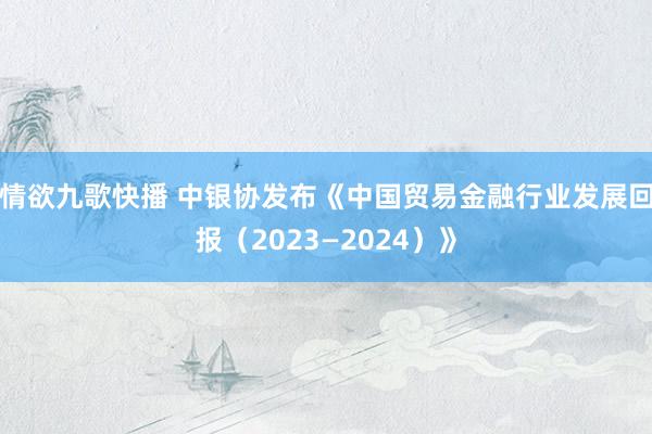 情欲九歌快播 中银协发布《中国贸易金融行业发展回报（2023—2024）》