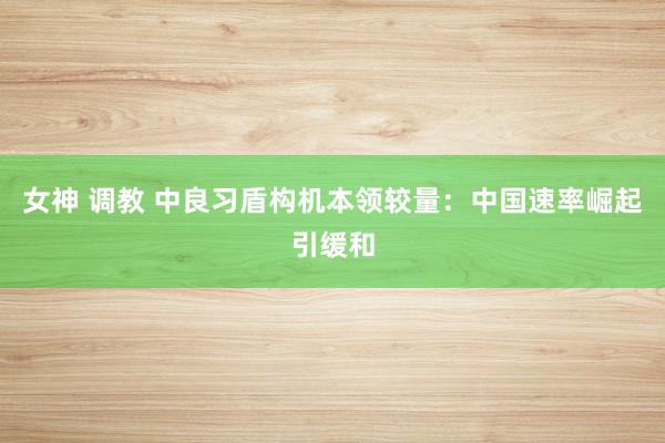 女神 调教 中良习盾构机本领较量：中国速率崛起引缓和