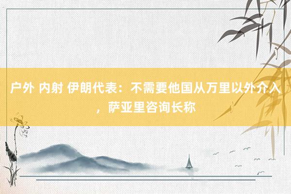 户外 内射 伊朗代表：不需要他国从万里以外介入，萨亚里咨询长称
