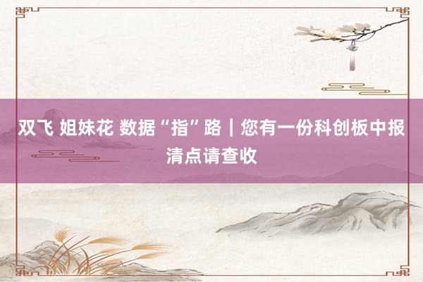 双飞 姐妹花 数据“指”路｜您有一份科创板中报清点请查收