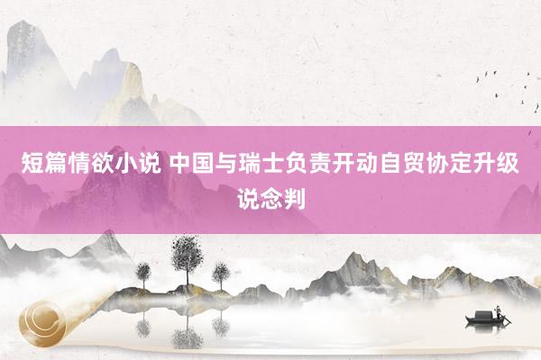 短篇情欲小说 中国与瑞士负责开动自贸协定升级说念判