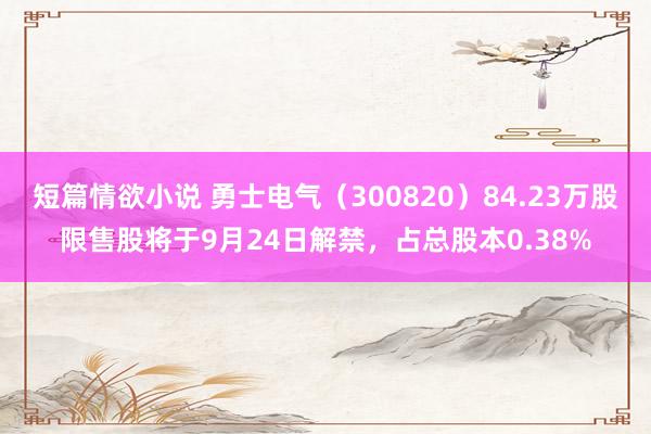 短篇情欲小说 勇士电气（300820）84.23万股限售股将于9月24日解禁，占总股本0.38%