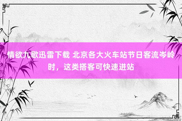 情欲九歌迅雷下载 北京各大火车站节日客流岑岭时，这类搭客可快速进站