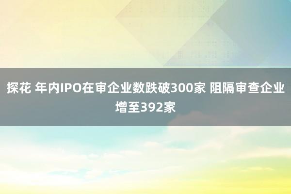 探花 年内IPO在审企业数跌破300家 阻隔审查企业增至392家
