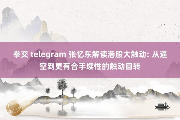 拳交 telegram 张忆东解读港股大触动: 从逼空到更有合手续性的触动回转