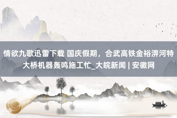 情欲九歌迅雷下载 国庆假期，合武高铁金裕淠河特大桥机器轰鸣施工忙_大皖新闻 | 安徽网