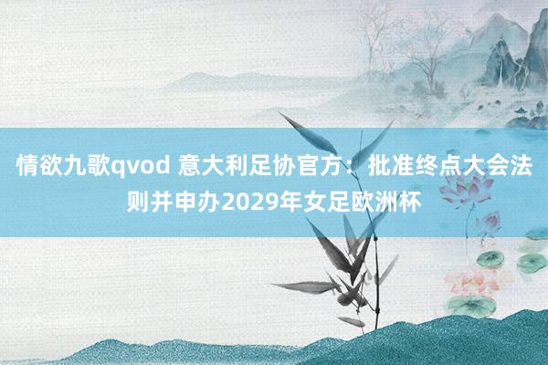 情欲九歌qvod 意大利足协官方：批准终点大会法则并申办2029年女足欧洲杯