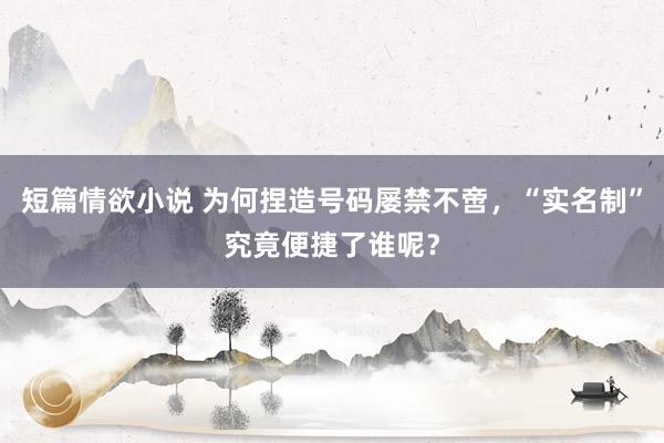 短篇情欲小说 为何捏造号码屡禁不啻，“实名制”究竟便捷了谁呢？