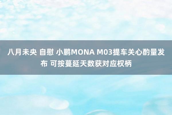 八月未央 自慰 小鹏MONA M03提车关心酌量发布 可按蔓延天数获对应权柄
