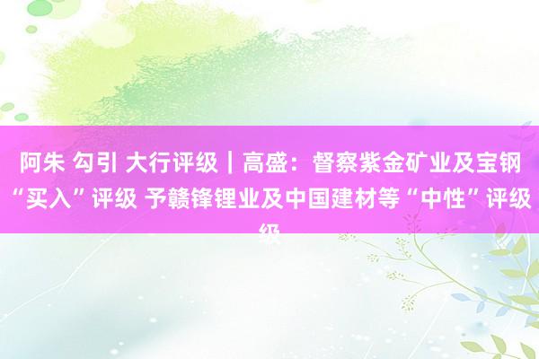 阿朱 勾引 大行评级｜高盛：督察紫金矿业及宝钢“买入”评级 予赣锋锂业及中国建材等“中性”评级