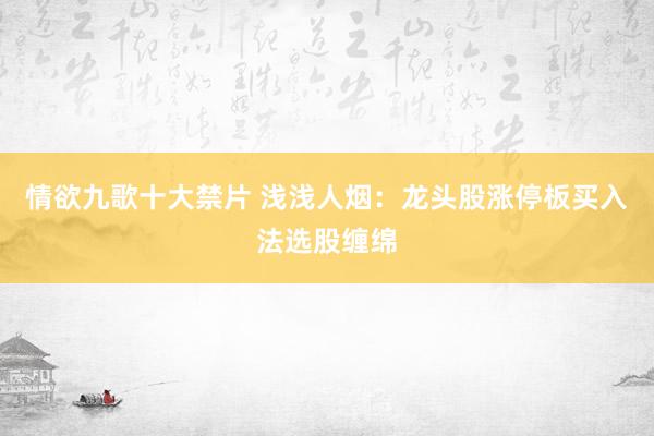 情欲九歌十大禁片 浅浅人烟：龙头股涨停板买入法选股缠绵