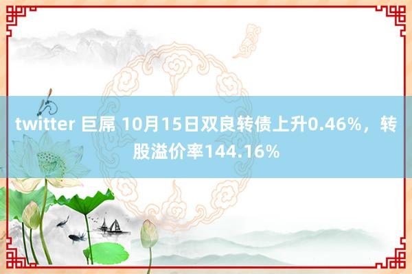twitter 巨屌 10月15日双良转债上升0.46%，转股溢价率144.16%