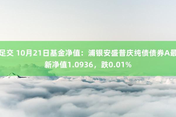 足交 10月21日基金净值：浦银安盛普庆纯债债券A最新净值1.0936，跌0.01%