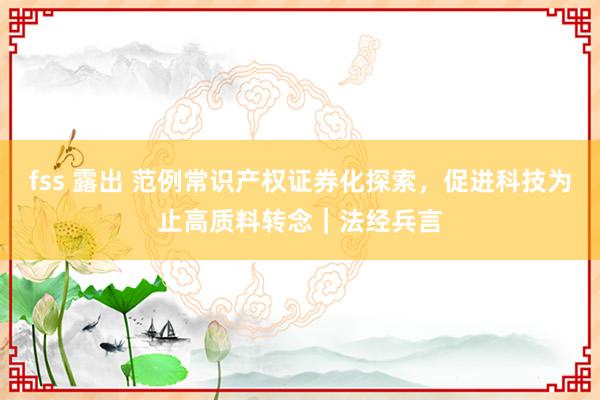 fss 露出 范例常识产权证券化探索，促进科技为止高质料转念︱法经兵言
