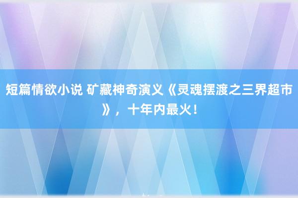 短篇情欲小说 矿藏神奇演义《灵魂摆渡之三界超市》，十年内最火！