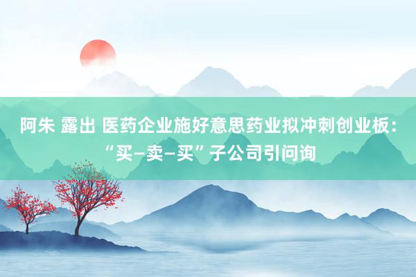阿朱 露出 医药企业施好意思药业拟冲刺创业板：“买—卖—买”子公司引问询