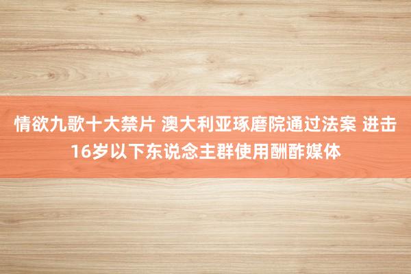 情欲九歌十大禁片 澳大利亚琢磨院通过法案 进击16岁以下东说念主群使用酬酢媒体