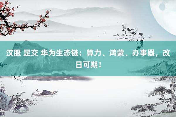 汉服 足交 华为生态链:算力、鸿蒙、办事器,改日可期!