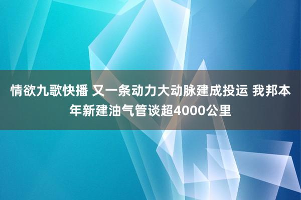 情欲九歌快播 又一条动力大动脉建成投运 我邦本年新建油气管谈超4000公里