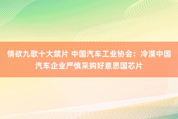 情欲九歌十大禁片 中国汽车工业协会：冷漠中国汽车企业严慎采购好意思国芯片