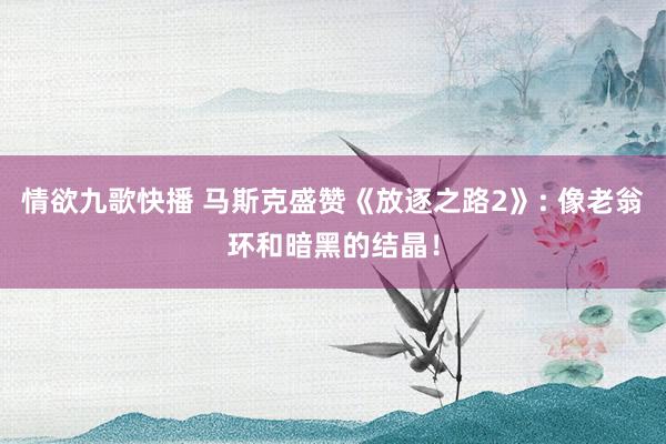 情欲九歌快播 马斯克盛赞《放逐之路2》: 像老翁环和暗黑的结晶！