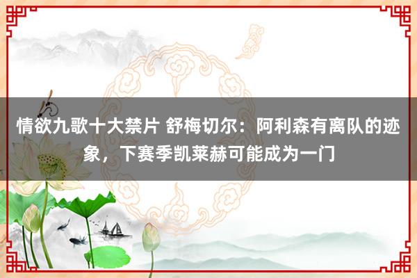 情欲九歌十大禁片 舒梅切尔：阿利森有离队的迹象，下赛季凯莱赫可能成为一门