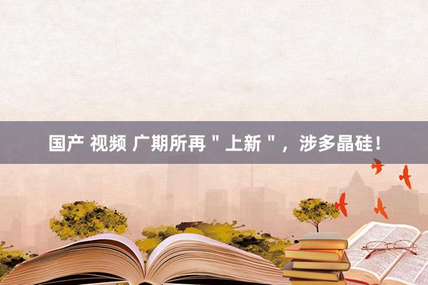 国产 视频 广期所再＂上新＂，涉多晶硅！