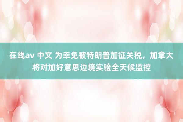 在线av 中文 为幸免被特朗普加征关税，加拿大将对加好意思边境实验全天候监控
