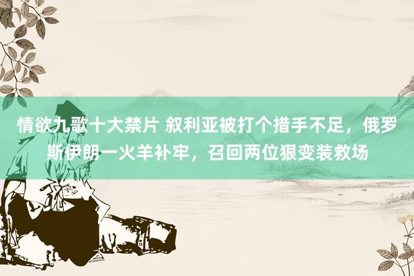 情欲九歌十大禁片 叙利亚被打个措手不足，俄罗斯伊朗一火羊补牢，召回两位狠变装救场