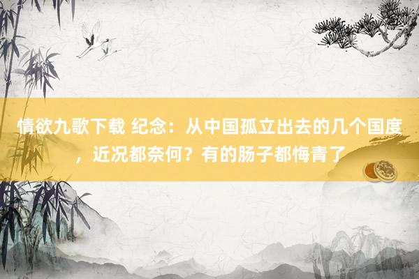 情欲九歌下载 纪念：从中国孤立出去的几个国度，近况都奈何？有的肠子都悔青了