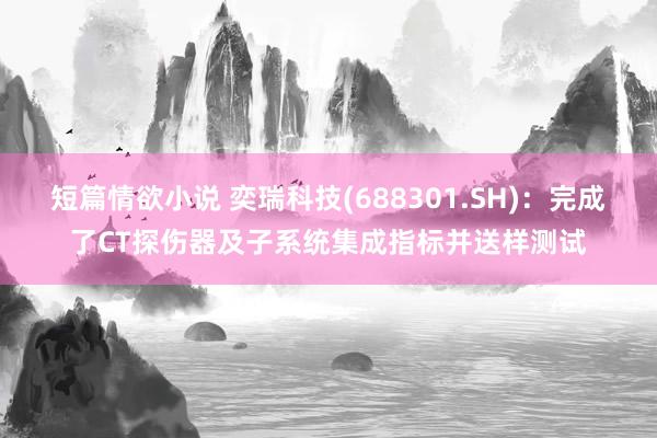 短篇情欲小说 奕瑞科技(688301.SH)：完成了CT探伤器及子系统集成指标并送样测试