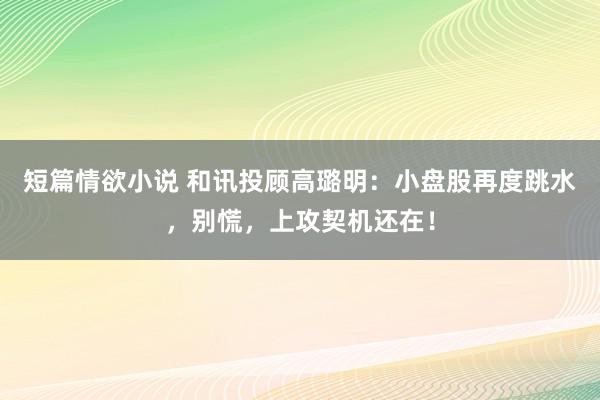 短篇情欲小说 和讯投顾高璐明：小盘股再度跳水，别慌，上攻契机还在！