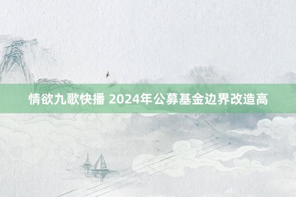 情欲九歌快播 2024年公募基金边界改造高