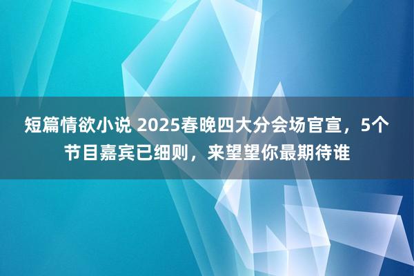短篇情欲小说 2025春晚四大分会场官宣，5个节目嘉宾已细则，来望望你最期待谁