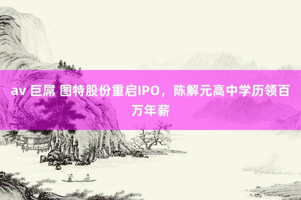 av 巨屌 图特股份重启IPO，陈解元高中学历领百万年薪