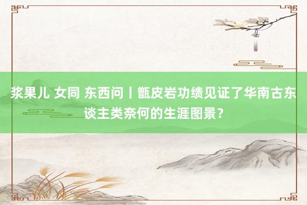 浆果儿 女同 东西问丨甑皮岩功绩见证了华南古东谈主类奈何的生涯图景？