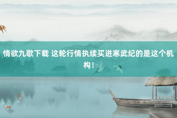 情欲九歌下载 这轮行情执续买进寒武纪的是这个机构！