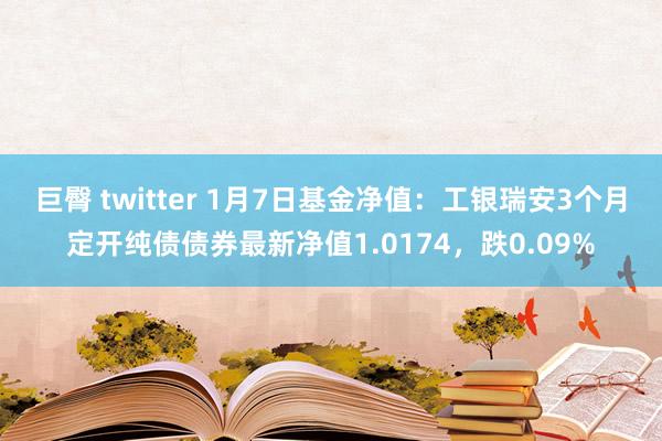 巨臀 twitter 1月7日基金净值：工银瑞安3个月定开纯债债券最新净值1.0174，跌0.09%
