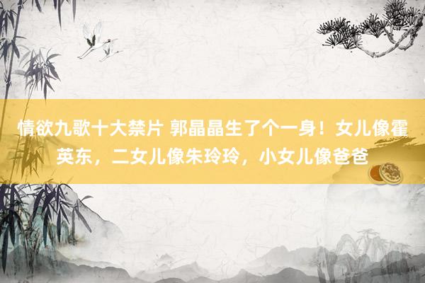 情欲九歌十大禁片 郭晶晶生了个一身！女儿像霍英东，二女儿像朱玲玲，小女儿像爸爸
