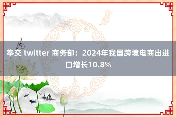 拳交 twitter 商务部：2024年我国跨境电商出进口增长10.8%