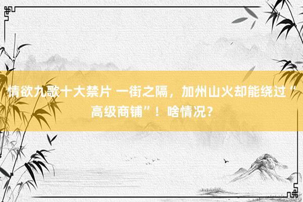 情欲九歌十大禁片 一街之隔，加州山火却能绕过“高级商铺”！啥情况？