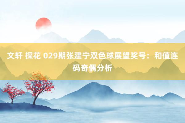 文轩 探花 029期张建宁双色球展望奖号：和值连码奇偶分析