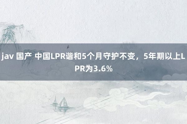 jav 国产 中国LPR谐和5个月守护不变，5年期以上LPR为3.6%
